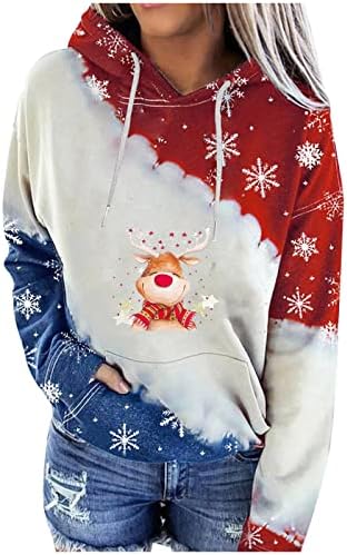 Božićni vrhovi za žene slatke gnomije ispisani pulover s dugim rukavima prekriveni prevelik labavi fit udobne