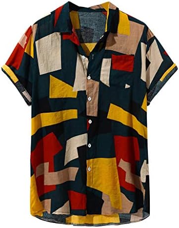 Gdjgta Hawaiian majica za muškarce Pamuk posteljina etnička majica kratkih rukava Tee Ležerne prilike
