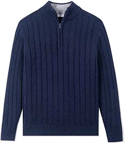 Essentials 1/4 zip Casual kablovski pleteni džemper s dugim rukavima za dječake