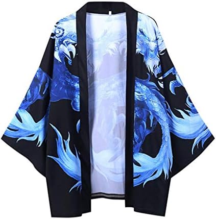 Xxbr muške lagane kimono jakna sedam rukava otvorena prednja kardigan kaput japansko stil ljetna plaža ogrtač