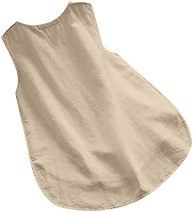 Bluza Tshirt za tinejdžerke bez rukava laneni pamuk Crewneck čamac vrat grafički vezeni Casual obična bluza