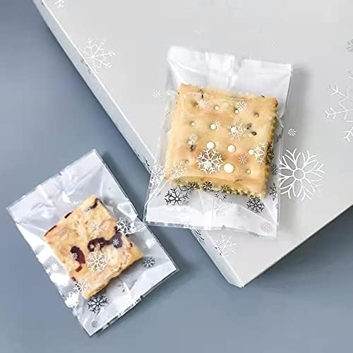 SaktopDeco 100 kom Božić pahuljica celofan torbe Clear plastične kese Hot Seal Cookie Candy Bag celofan torbe za Goodie Bakery potrepštine