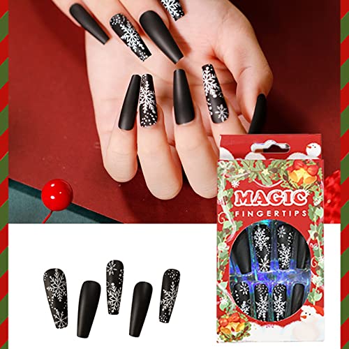 Božić Style Press Nail Snow DIY naljepnice za nokte za žene samoljepljivi lak za nokte vodootporni omotači naljepnice za nokte žene Presuju nokte 24 kom ljepilo za nokte 1ML Nail Press na naljepnice
