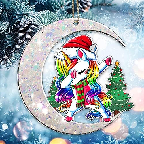 Crazytops Unicorn Lovely Božićno Drvo Ukras Jednorog Božić Ornament-Jednorog Ljubitelji Ukras-Funny Unicorn Dabbing-Lovely Unicorn Dabbing