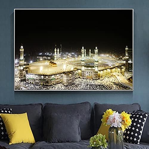 Islamska meka džamija noćni hadž hodočašće platno slikarstvo na zidnom dekoru plakat i štampa religijska slika