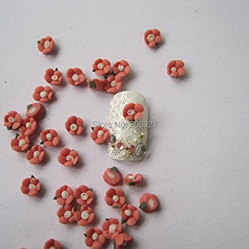 CF1-3 30kom slatka Keramika crveni cvijet oblik Nail Art dekoracija izgled