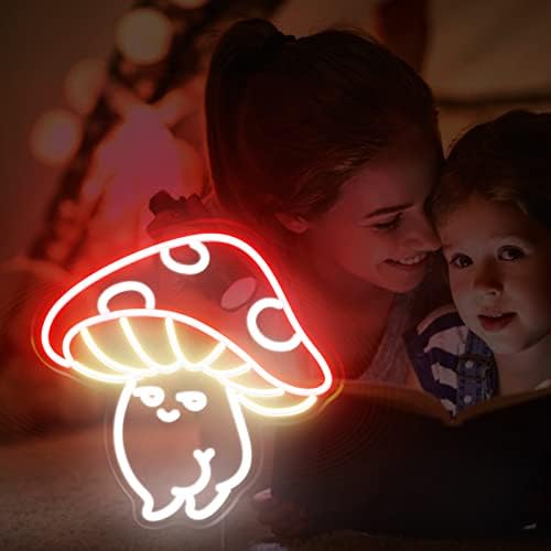 Seksi neonski znak od gljiva, Retro slatko LED neonsko svjetlo u obliku gljive, ručno rađena smiješna estetska