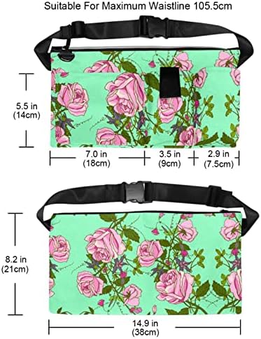 Vintage Beautiful Roses Fanny Pack za žene i muškarce, vreće struka, vrećica za trčanje struka, velika torbica i podesivi remen, vodootporan, za teretanu, trčanje, biciklizam, putovanja, fitness, planinarenje