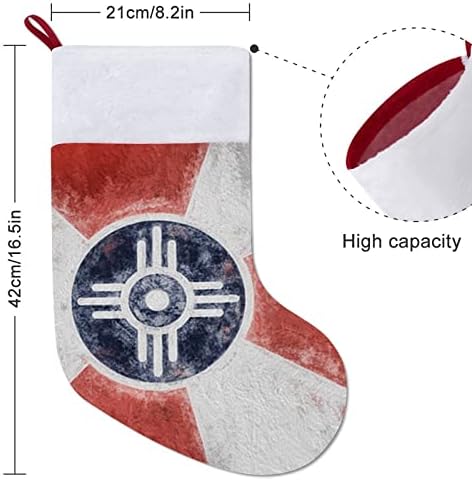 Zastava države Wichita Kansas Božićni čarapa Viseće čarape Ispis Xmas Tree Kamin Dekoracije
