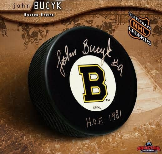 JOHNNY BUCYK potpisao Boston Bruins originalni šest Pak w / Hall of Fame natpis-autogram NHL Paks