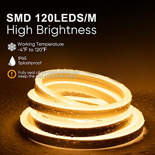 Shine Decor Bundle proizvodi od pakovanja kopči za montažu sa toplim 40m / 131.2 ft LED neonskim svjetlima za užad