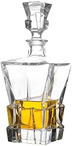 Stakleni dekanter sa hermetičkim geometrijskim čepom - dekanter za viski za vino, burbon, rakiju, alkohol, sok, vodu, tečnost za ispiranje usta. Italijansko Staklo Bez Olova