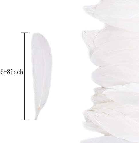 HaiMay 200 komada bijelo perje za zanatske svadbene dekoracije za kućne zabave, 6-8 inča Gusje perje Bijelo