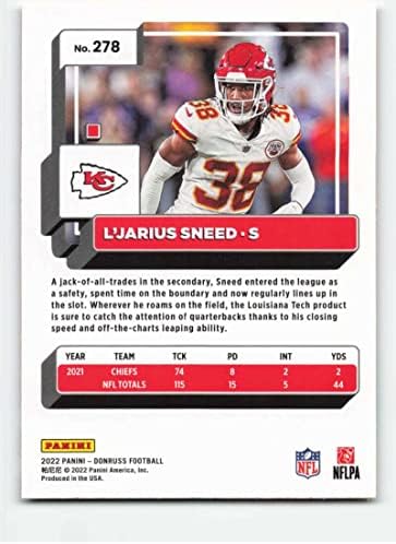 2022 DONRUSS CRVENA CRVENA # 278 L'Jarius Sneed NM-MT Kansas Chiefs Chiefs Football Trading Card NFL