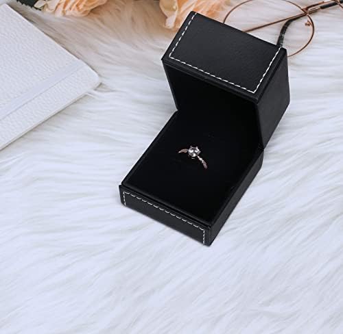 Gornji lovac crna PU kožna prstena s baršuna za vjenčanje, angažman, prijedlog, rođendan i godišnjicu