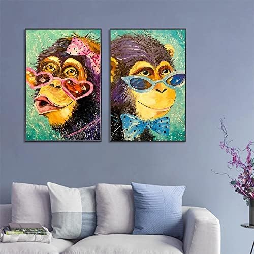 TGRTRUE majmun, ilustracija majmuna životinja,Crtić majmun, životinja, dekoracija koridora, slike koridora, dekoracija zidova,slike zidova,dekoracija Doma, dekoracija dječije sobe 2kom )
