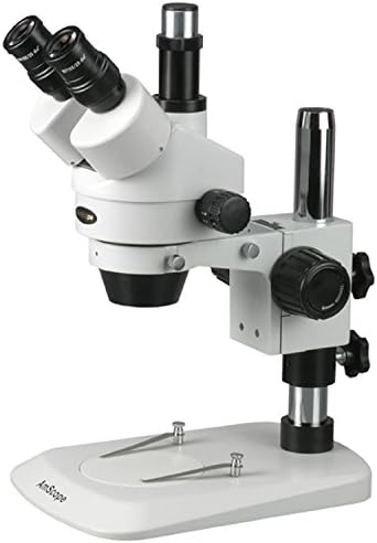 Amscope SM-1tny profesionalni Trinokularni Stereo Zoom mikroskop, okular WH10x, uvećanje 7X-90X, zum objektiv 0,7 X-4,5 X, ambijentalno osvjetljenje, postolje za stub, uključuje 2,0 X Barlow sočivo