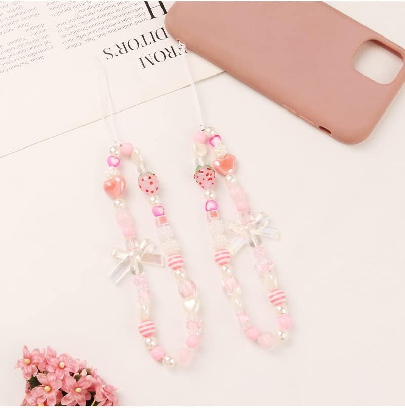 tenghong2021 traka za amajlije za telefon Pink slatka estetika ljubavni lanac za telefon djevojka sa perlama