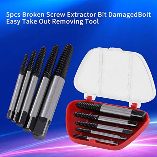5pcs Screw Extractor Kit oštećeni slomljeni vijak za uklanjanje Set Easy Take Out uklanjanje alat sa kutijom
