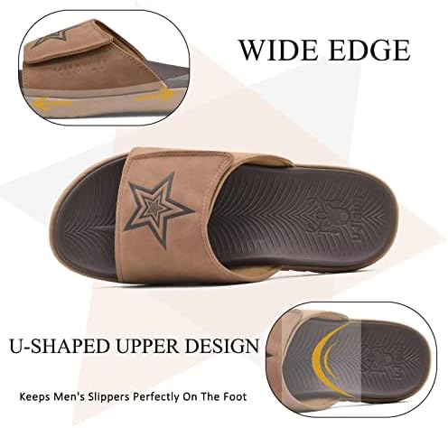 KuaiLu Mens Slides sportske sandale sa mekanim jastukom sa plantarnim fasciitisom potpora za luk podesive otvorene ljetne papuče Slip on Unutarnji Vanjski veličina 7-15