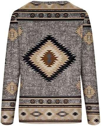 Košulje s dugim rukavima za žene okrugle vrata Košulje Aztec Etničke grafičke dukseve Pulover za jesen casual