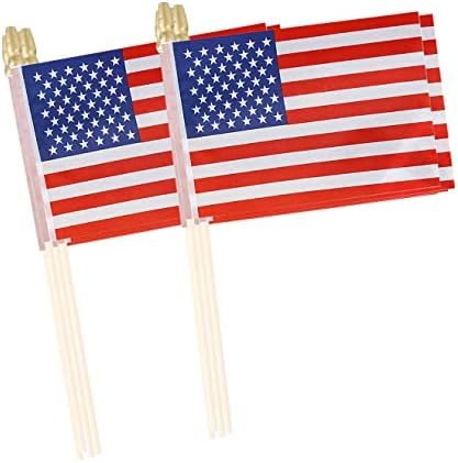 Američka zastava Lebei Mini male SAD USA ručne štapske zastave 4x6 inča 12 pakovanje