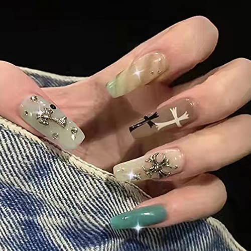 STGDAK Francuska Bijela presa na noktima badem sjajni biser lažni nokti balerina puni poklopac lažni Savjeti