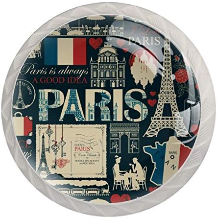 Francuska i Pariz tema arhitektonske znamenitosti karta i zastava Francuske ladice za vrata povucite ručicu