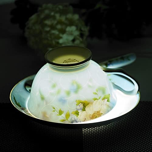 Panbado Bone Kina 19-komadni Set šoljica za čaj od kafe sa zlatnim obodom tanjiri kašike Set i srebrni metalni
