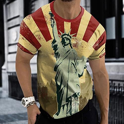Neka bude visok Muška majica Muška grafički Tees Casual Tshirt 3D 4 jula zastavu uzorak Vintage