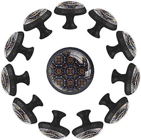 12 komada Vintage Bohemia Mandala uzorak staklene dugmad za Komode, 1,37 x 1,10 u okruglom kuhinjskom ormariću vuče za dječiju sobu za rasadnike kućne kancelarije