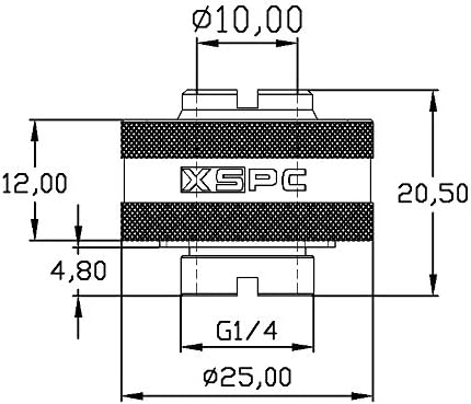 XSPC G1 / 4 do 1/2 ID, 3/4 od kompresijski spoj V2 za meke cijevi, Crni hrom, 6-pakovanje