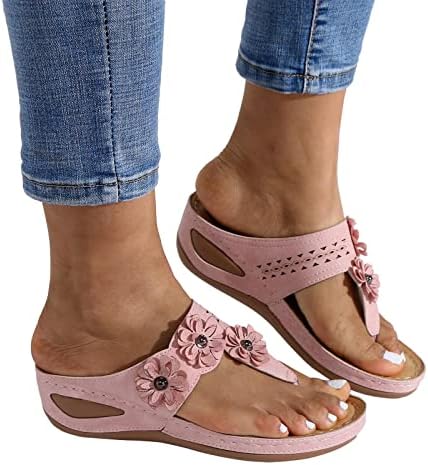 Klin sandale za žene široka širina Print / Pure Color Block Heels Buckle Strap Boho Beach Sandale za zabavu
