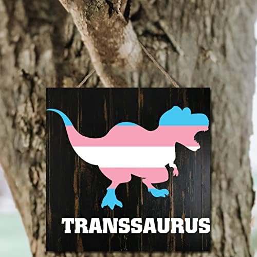 Lezbijski transrodni dinosaur drveni znak gay visi drvo zid viseći rustikalna seoska kuća potpisuje