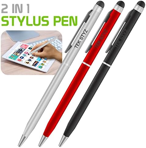 Pro stylus olovka za Samsung GT-P5210 sa mastilom, visokom preciznošću, ekstra osetljivim, kompaktnim obrascem za dodirne ekrane [3 pakovanje-crno-crveno-srebrna]