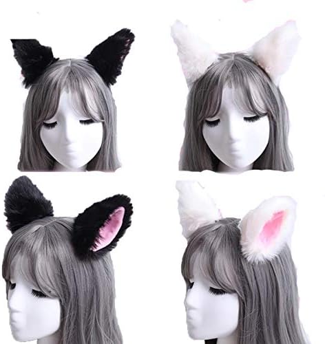 Tianhaik Sweet Lijep Anime Lolita Cosplay Fancy Neko Cat Ears Klip za kosu bijela s ružičastom za djevojčice