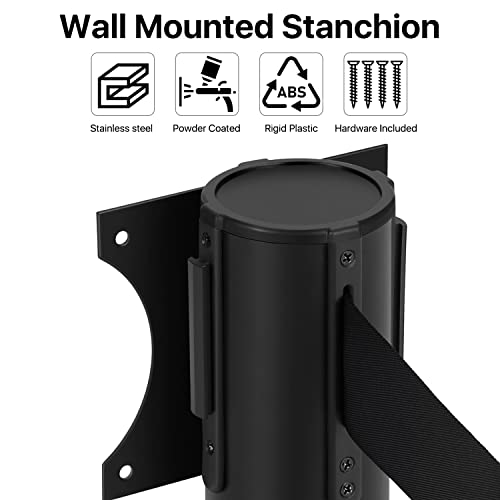 Flexzion uvlačenje zidne barijere za zaštitu konoba 10 ft / 3m crne zidne montirane ugrađene sa uvlačnim
