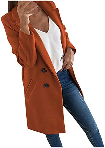 Ženska osnovna esencijalna esencijalna midina vunena mješavina grašak 2022 Blazer jakne za žene zimski kaput