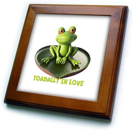3drose Toadally in Love slatka žaba sjedi na pločicama u obliku ljiljana u obliku srca