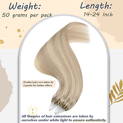Ugeat 14inch Micro Ring Hair Extensions pepeljasto plava Microbead Hair Extensions Highlight