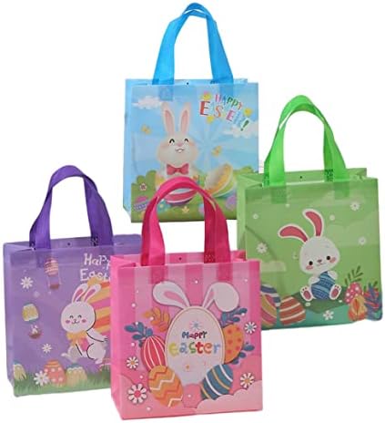 KUYYFDS Uskršnje poklon torbe, 4kom Uskršnje torbe sa ručkom slatke zečice poklon torbe prenosive netkane