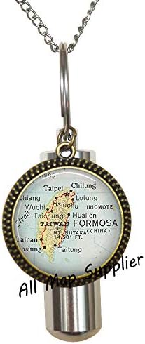 AllMapsupplier modna kremacija urna ogrlica od mape taiwan map urn, taiwan map kremacija urn ogrlica, tajvan kremirati urn ogrlica, tajvan urn, nakit na karti, nakit nakit, a0010