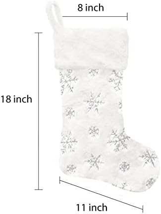 Caraknots božićne čarape Set od 6 Faux fur božićne čarape Veliki bijeli Xmas čarape za porodičnu djecu