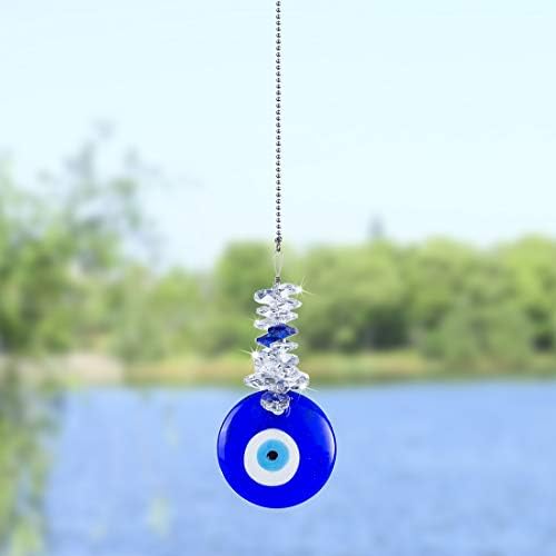 Plavi stakleni zli očni talisman sa kristalnim perlicama - sretno šarm, dom, ured, uređenje automobila, ukras