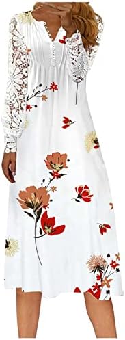 Ženska čipka za patchwork Frat Maxi haljine cvjetni V izrez ruffle duge haljine maxi haljine plaže