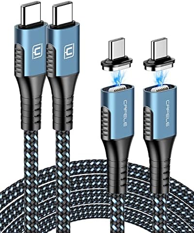 USB C do USB C kabela, 60W 3A Brzi magnetni kabel za punjenje, kafić 2 Pakov tip C u tip C najlonski
