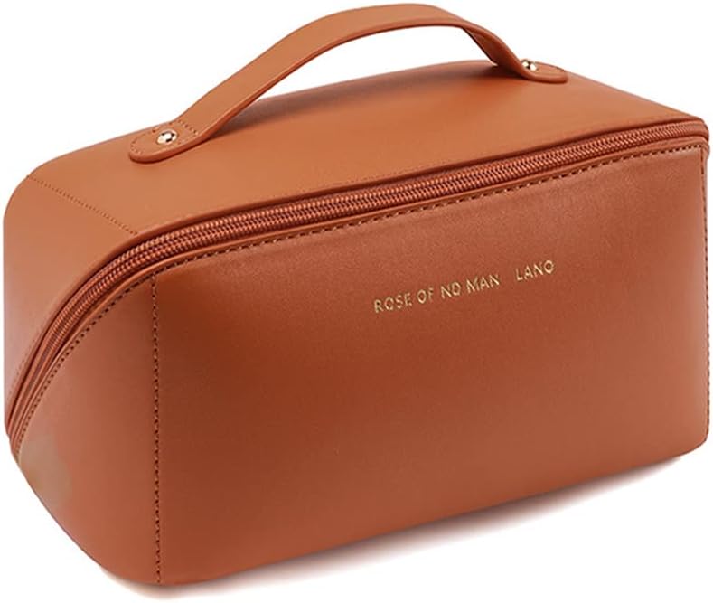 Yunzsxjy Veliki kapacitet Travel Kozmetička torba za žene, putovanja otvara ravnu šminku torbu kožnu kozmetičku torbu vodootpornost
