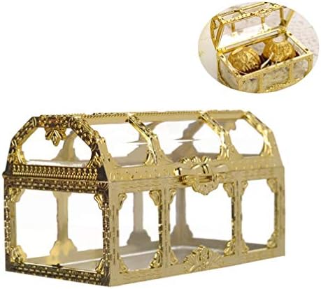 AMOSFUN Zlatni prozirno blago kutija Pirate prsa strana Poklopac kutije za nakit ukras Dekorativni čuvanje