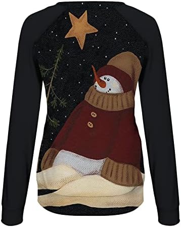 Xiaojmake Božićne žene vrhovi slatki snjegovinski printske košulje Dressy dugih rukava sa labavim