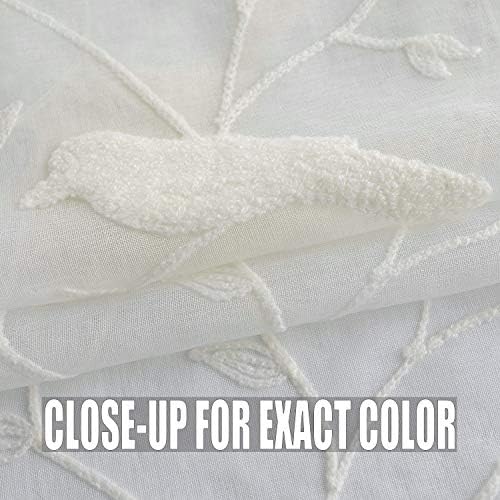 Pocket White Rod Sheer Curtains 104 inča Long ptice vezene zavjese prozora čiste voile za dnevni boravak i spavaću